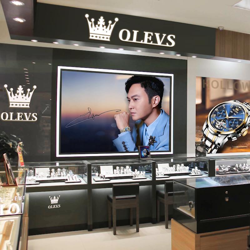 OLEVS Ny Business and Leisure Watch Automatisk Mekanisk Starry Sky Second Dial Luminous Herreklokke