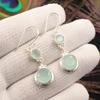 Aqua Chalcedony Gemstone 925 Sterling Silver Handmade Jewelry Bohemian Earrings EE-160-18