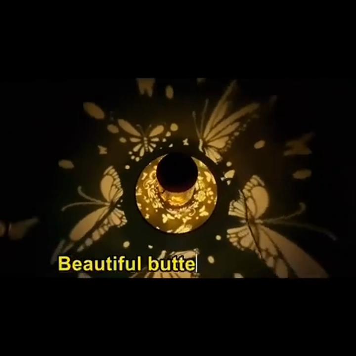 Butterfly Solar Outdoor Lantern Projection Solar Garden Light IP65 Waterproof Solar Hanging Lantern Light for Patio Lawn Pathway