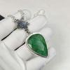 Beautiful Emerald Gemstone Handmade 925 Sterling Silver Electroform Flower Necklace, Emerald Silver For Wife Unisex Pendant Easter Gift