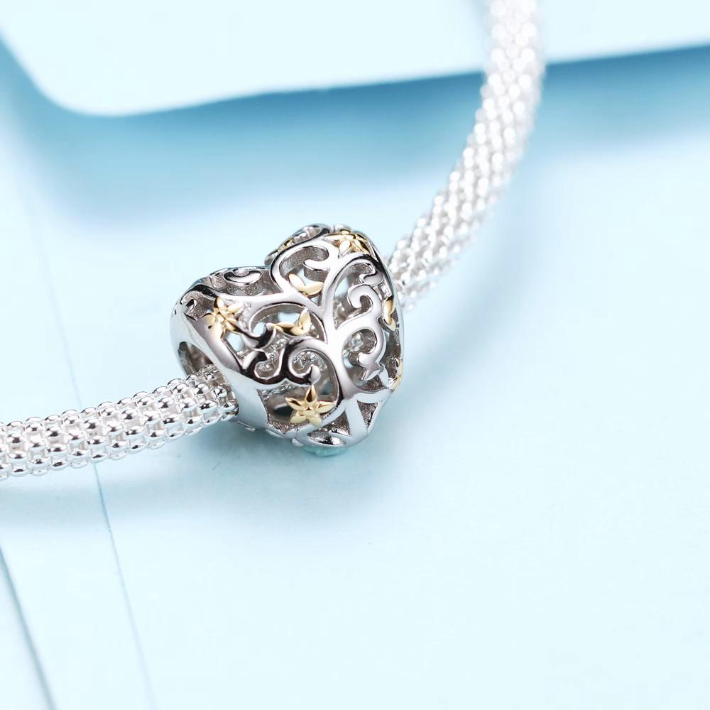 Bamoer Tree of Life Heart-shape Charm Compatible European Bracelet Female Family Tree Beads