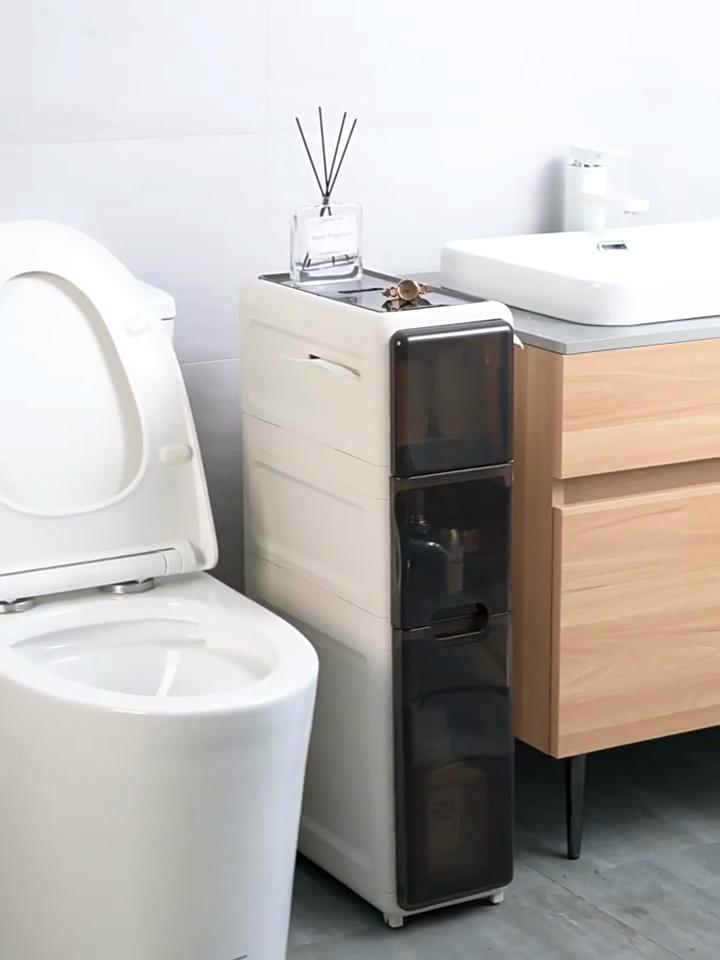 Narrow Storage Cabinet with 6 Wheels Water Proof Slim Drawer Organizer for Bathroom Laundry Small Sp