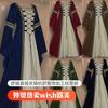 Mittelalterliches Burgfräulein Damen Überkleid Viktorianisches Kleid Kostüm in Weinrot