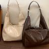 Studded Leather Hobo Bag with Open Top Design Large Capacity Fashion Shoulder Bag