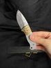DIY Semi-finished VG10 Damascus Steel Fixed Blade Knife Billets - Edged Blade with Copper Umbrella Hole