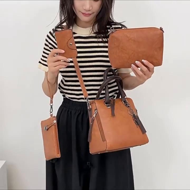 Yogodlns Luxusní značka 4 ks/sada Dámské kabelky Velkokapacitní crossbody kabelka Dámské PU kožené Tote Módní kabelky přes rameno