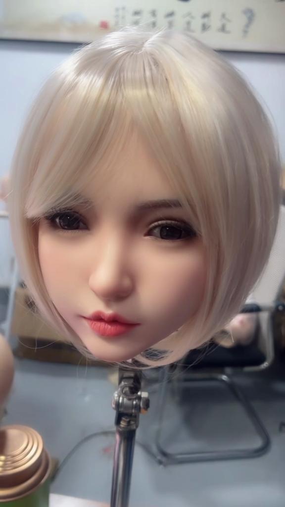 100% Silikonhode Standard Parykk Egnet for 130-180CM Sexdukkekropp 2 Tilkoblingsmetoder Sexleketøy Mannekenger Silikonhoder GJ001