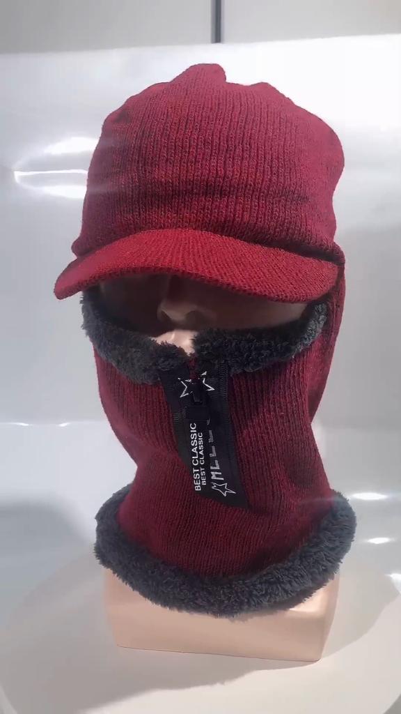 Men Outdoor Cycling Warm Knitted Face Protection Ski Hat Winter Warm One-piece Cold-proof Hat