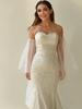 Maniche a Soffio Lunghe Staccabili in Tulle, Maniche Finte Ruffled in Rete Trasparente Off-Shoulder per Abito da Sposa, Abito da Sera/Prom
