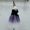 Toddler Girls Cold Shoulder Galaxy Mesh Party Dress Casual Dresses Kids Princess Pageant Gown Christmas Party Paillette Wedding Dress