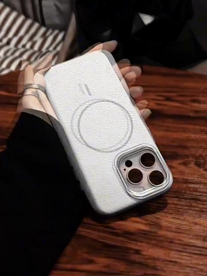 Retro Lichee Pattern Leather Magsafe Case for iPhone 13 11 12 14 15 16 Pro Max 16 Plus Soft Original Wireless Charging Cover