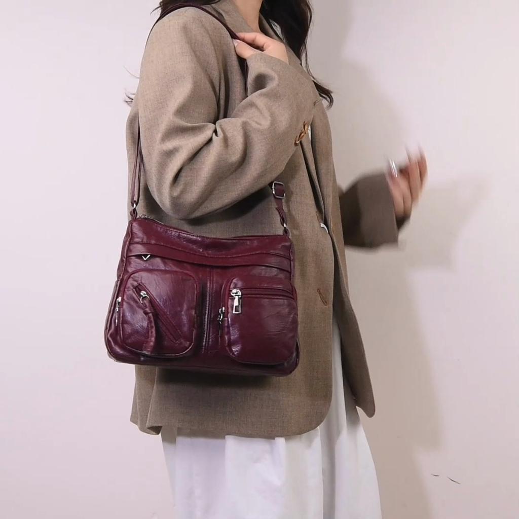 Vintage Shoulder Bag Multi-zipper Mother Bag