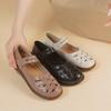 Johnature Flat Sandals For Women Breathable Genuine Leather Soft Soled Casual Round Toe Women's Shoes