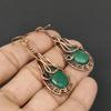 Emerald Lab-Created Gemstone Handmade Pure Copper Wire Wrapped Earrings Jewelry