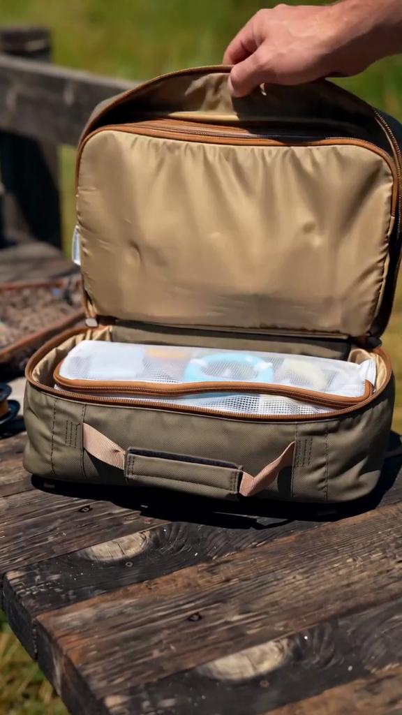 Raprance Fliegenbinde-Set mit mehreren durchsichtigen Taschen und Bindewerkzeugstationen und Spulenablagefach