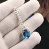 Švýcarský modrý topaz drahokam 925 sterlingové stříbro šperky ručně vyráběný boho přívěsek 1,79" PP-60-8