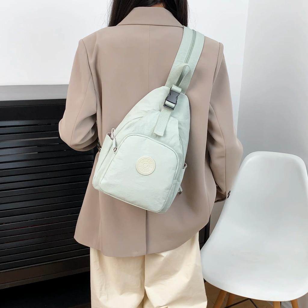 Dual-Purpose Backpack Women's Solid Color Shoulder Bag Chest Bag Outdoor Travel Bag