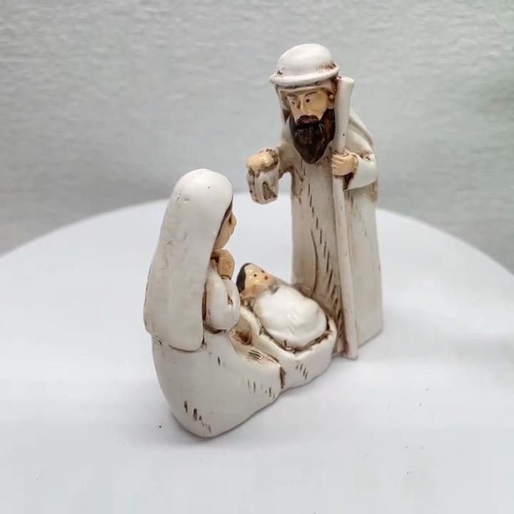 Resin Nativity Set Adorable Desktop Display for Christmas Easter Hanukkah Thanksgiving and Father's Day