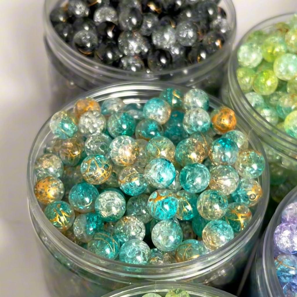 8mm/10mm Cracked Patterned Beads Irregular Color Acrylic Beads For DIY Jewelry Making