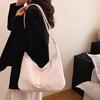 Simple Solid Color Letter Decoration Women Casual Shoulder Bag With Pendant For Daily Use