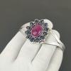 Red Ruby Gemstone Handmade Cuff Bangle 925 Sterling Silver Cuff Bangle, Blue Sunstone Flower Shape Bracelet For Wife, Unisex Bangle, Gift