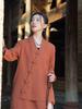 Johnature Women Vintage Shirts Tops V-Neck Long Sleeve Spring Blouses Solid Color Loose Spring Shirts