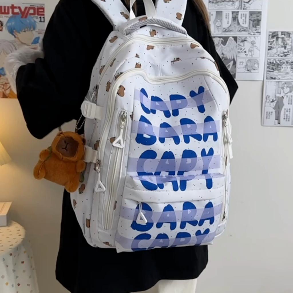Large Letter Print Backpack Student Wear-Resistant Cartoon Schoolbag