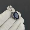Unique Blue Sapphire Gemstone Silver Pendant in 925 Sterling Silver - Handmade Pear Design, Everyday Wear Jewelry Anniversary Gift