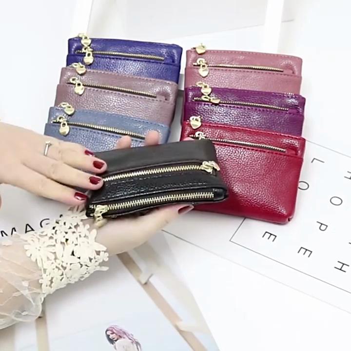 PU Leather Coin Purse Wallet With Card Slots Coin Organizer Change Holder Card Case Leather Zipper Storage Bag