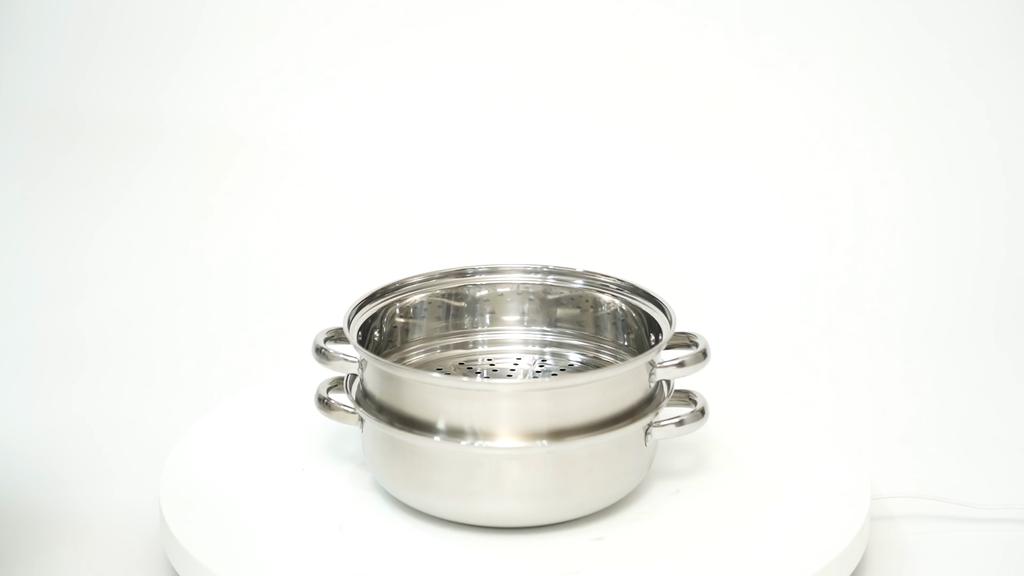 28cm Three-Layer Stainless Steel Soup Steamer | 410 Stainless Steel, Silver, with Transparent Lid, 32.5 * 25cm/12.8 * 9.84in