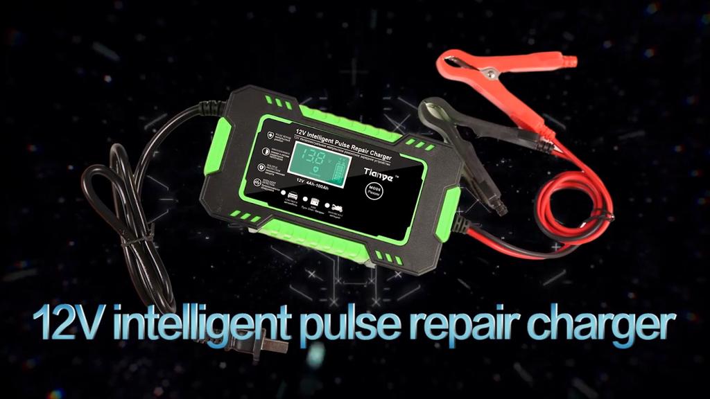 Car Battery Charger 12V 6A Pulse Repair LCD Display Smart Fast Charge AGM Deep Cycle GEL Lead-Acid Charger For Auto Motorcycle