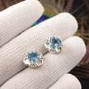Sky Blue Topaz Gemstone Earrings 925 Fine Silver Handmade Jewelry Wedding Studs EE-159-11