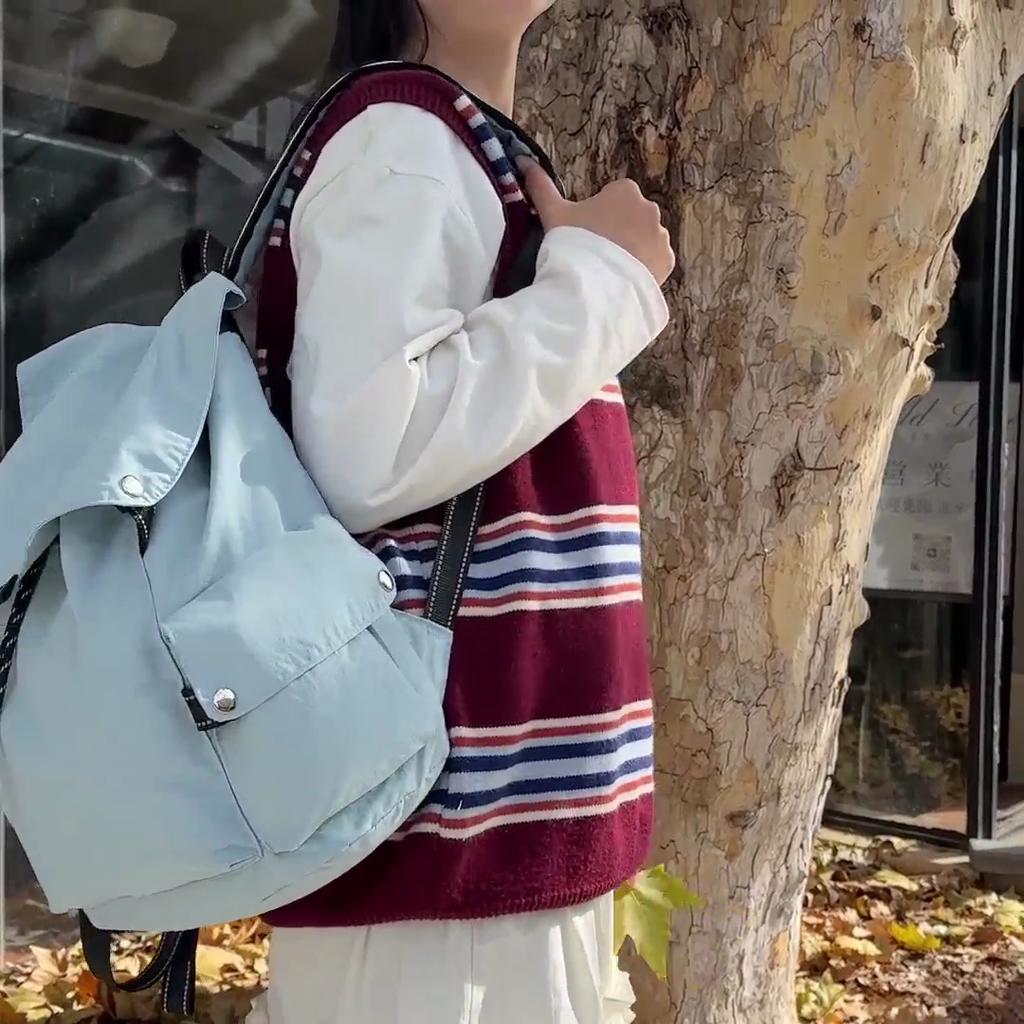 Mochila Feminina Estilo Universitário Cor Sólida Leve Mochila Escolar Estudante do Ensino Médio Mochila de Viagem de Grande Capacidade