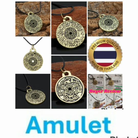 Russian Amulet Necklace Pendant Retro Vintage Protect Charm Talisman Powerful Wealth Success Health Luck Jewelry Unisex Men Women PU Leather Alloy