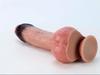 8.86'' Realistic Black Foreskin Silicone Dildo, Curved Thick Lifelike Design with Strong Suction Cup, Flexible Adult Toy, Strap-On Compatible