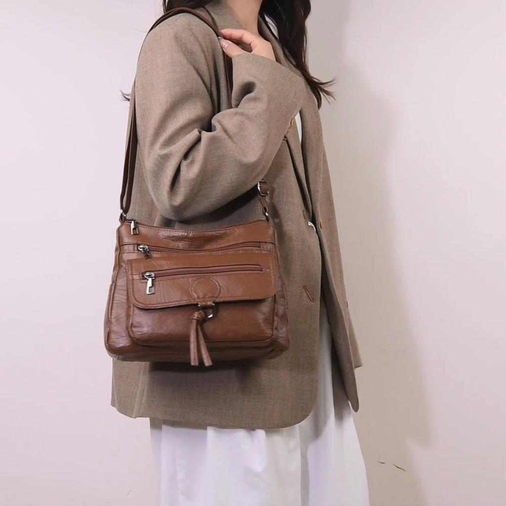 Large Capacity Retro Multi-layer Small Square Bag Women's Shoulder Crossbody Bag