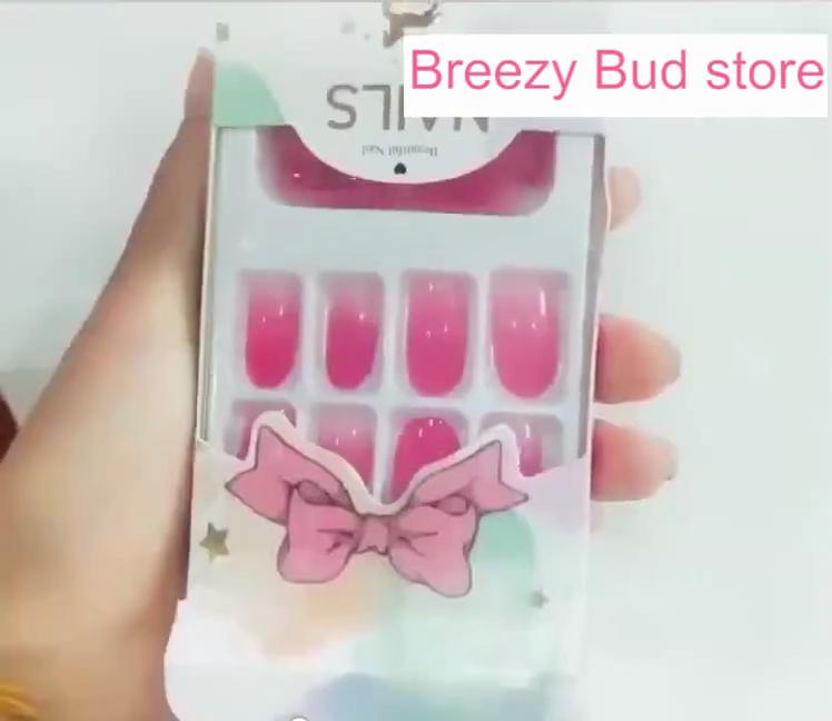 24Pcs Halloween Pattern False Nails French Long Nail Tips Press On Nails Scary Fake Nail with Glue Pumpkin Nail Art Decoration