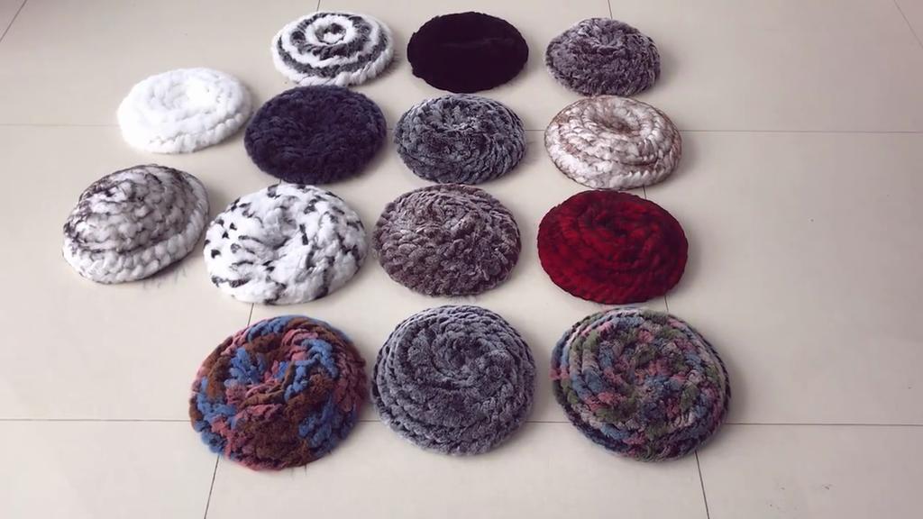 New Real Rex Rabbit Fur Hat Women Knitted Natural Real Rex Rabbit Fur Beret Caps Ladies Winter Warm Real fur Hats