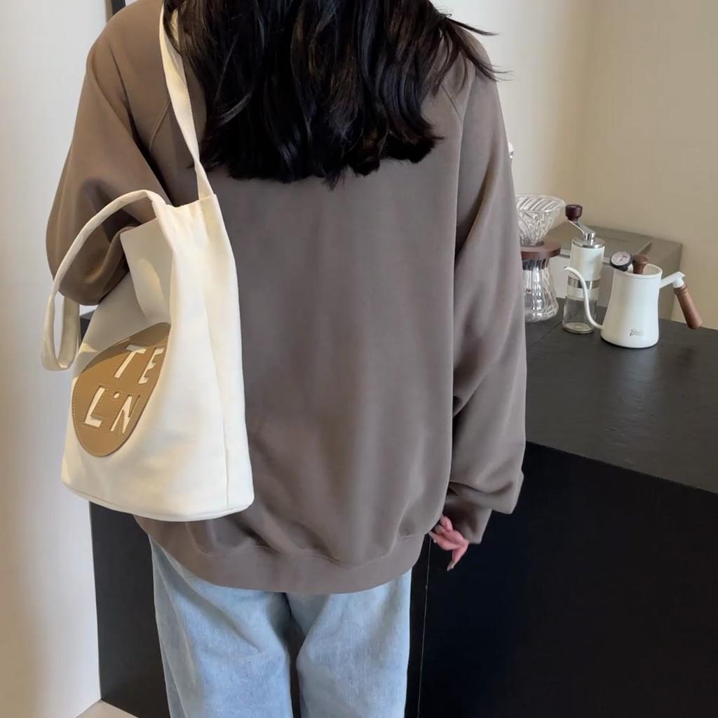 Color Block Shoulder Bag Large Capacity Women's Letter Tote Bag Student Class Underarm Bag
