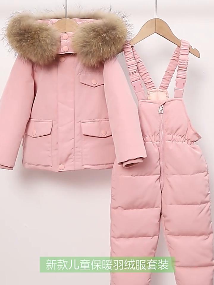 Dunjakke for barn Småbarn fortykket frakk Baby vinterdress Todelt dress
