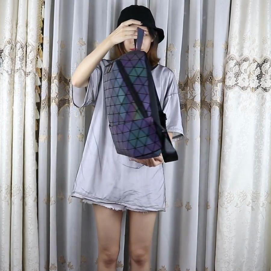 Fashion Backpack Geometric Rhombus Inverted Triangle Symphony Mountaineering Bag Triangle Piece Rhombus Color Changing Luminous Backpack