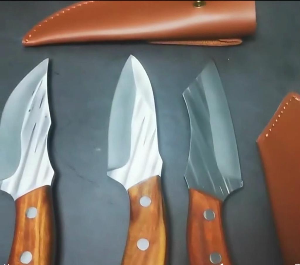 Stainless Steel Boning Knife Butcher Fish Fruit Vegetable Cutter Cleaver Kitchen Knives with Sheath