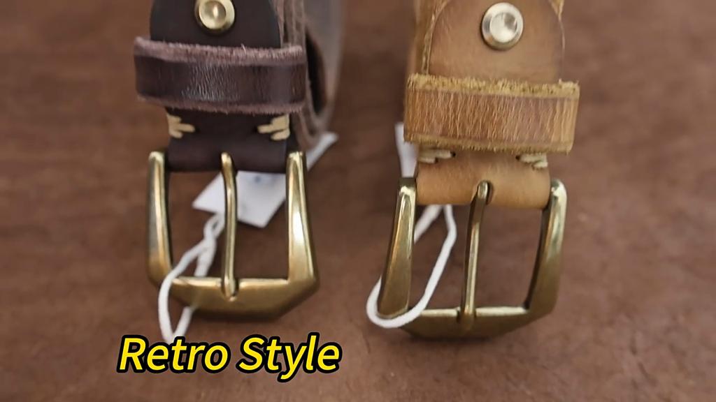 Thickened Genuine Leather Top Layer Cowhide Belt Men's Copper Buckle Rough Edge Fur Bottom Retro Washed Belt
