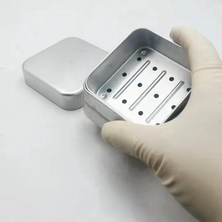 Quadratische Aluminium-Zahnschale Zahnbox mit Deckel Aluminium-Zahnständer Zahn-Tablett Behälter