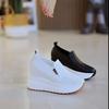 Jarní Letní Klínkové Boty Dámské Módní Tenisky Prodyšná Pravá Kůže Zvyšující Výšku 10cm Černé Bílé Boty