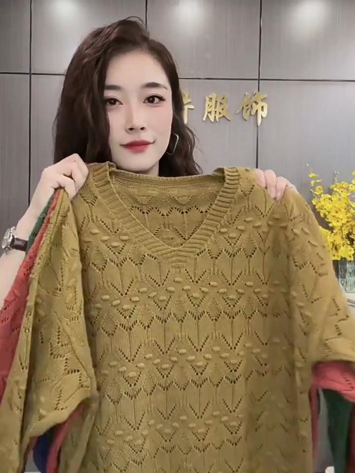 Móda nadměrné velikosti 6XL Západní styl Výstřih do V Dutý Tenký Temperament Halenka Svetr Ke všemu Dlouhý rukáv Podzim