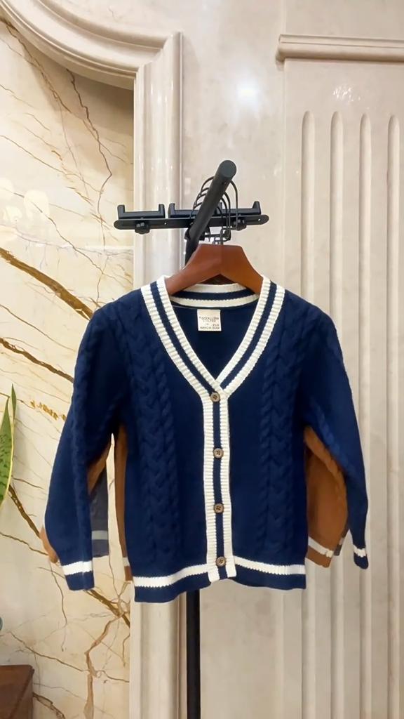 Cardigan a maglia per ragazzo con bottoni e maniche lunghe, caldo per autunno e inverno, top per bambini