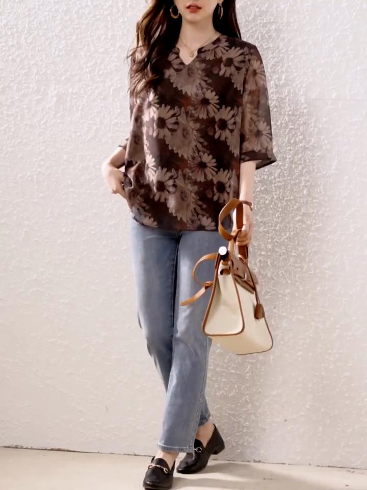 MODIQUE Vår Sommer Pluss Størrelse Ny Dame Løs Vintage Bomull Lin Blomsterblonder Bluse Skjorter Kvinnelig Casual Oversize Langermet V-hals Topp T-skjorte