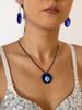 New Niche Dark Style Blue Big Eye Accessory Set for women Personalized Creative Suitable Halloween Eye Pendant Necklace Earrings