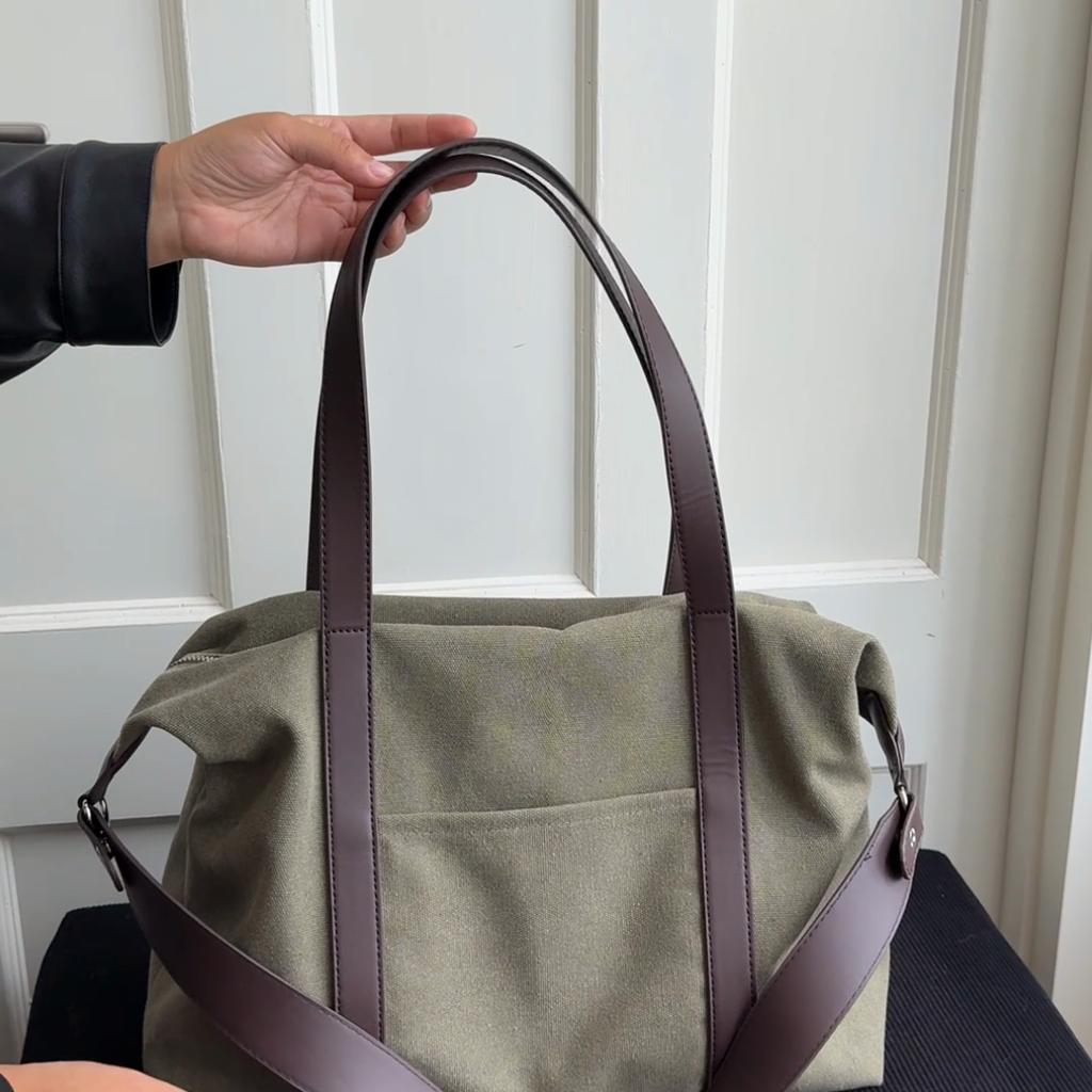 Canvas Duffel Bag Women's Large Capacity Tote Shoulder Bag Casual Travel Handbag